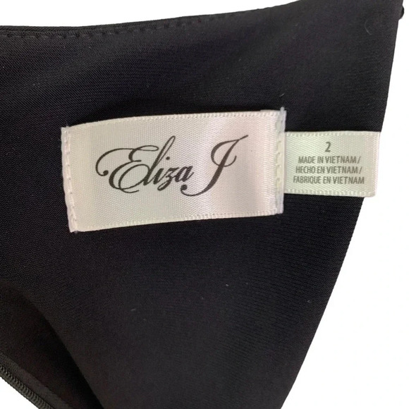 Eliza J Surplice Wrap Jersey V Neck Dress Black Size 2 NWT - Picture 8 of 13
